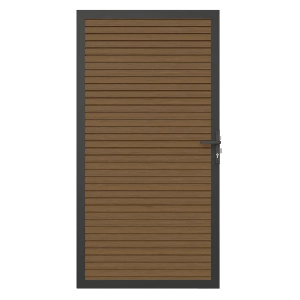 Deur NewTechWood Composiet | Aluminium frame | Horizontaal Triple | Teak | 100 x 195 cm