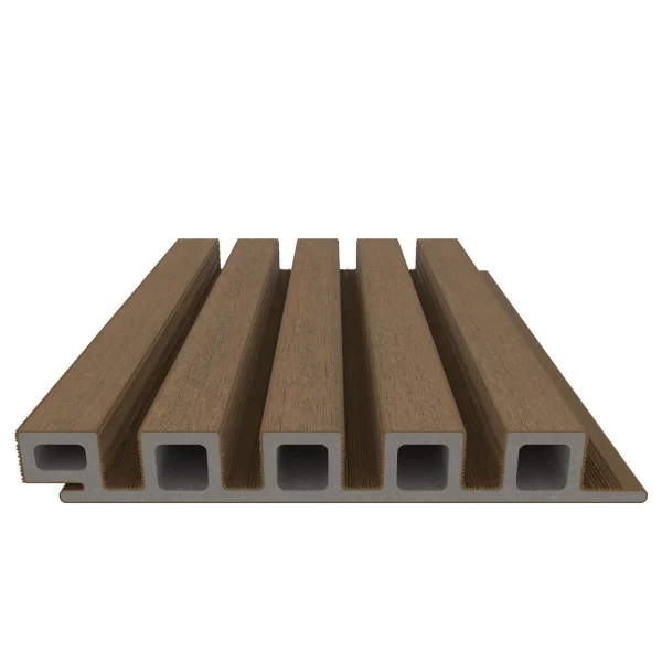 Sample | Wandbekleding NewTechWood Composiet Castellation 25 profiel | Teak