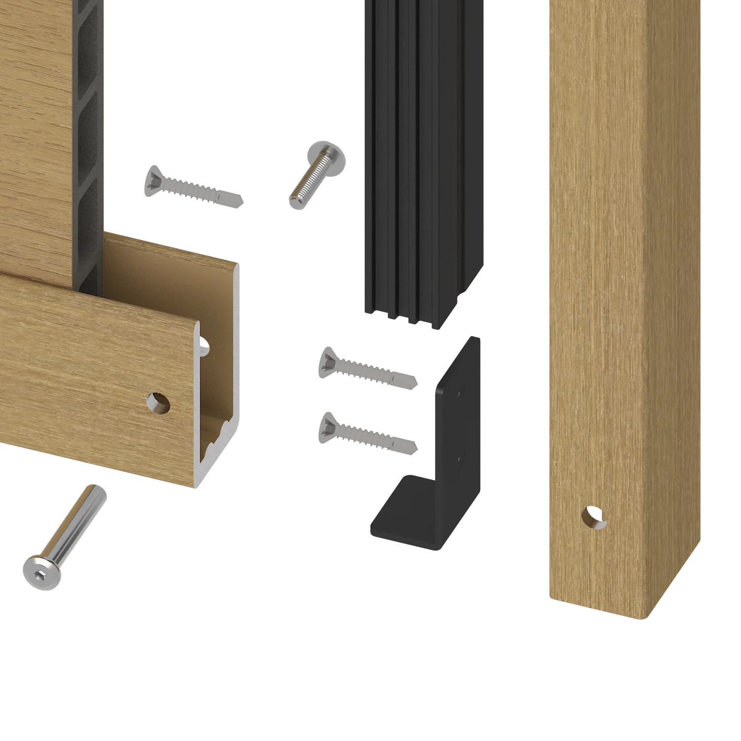 Frameset NewTechWood Aluminium t.b.v schutting i.c.m betonpalen | Red Cedar - Afbeelding 2