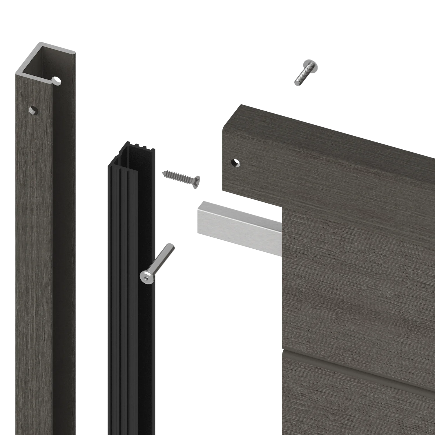 Frameset NewTechWood Aluminium t.b.v schutting i.c.m betonpalen | Silver Gray - Afbeelding 5