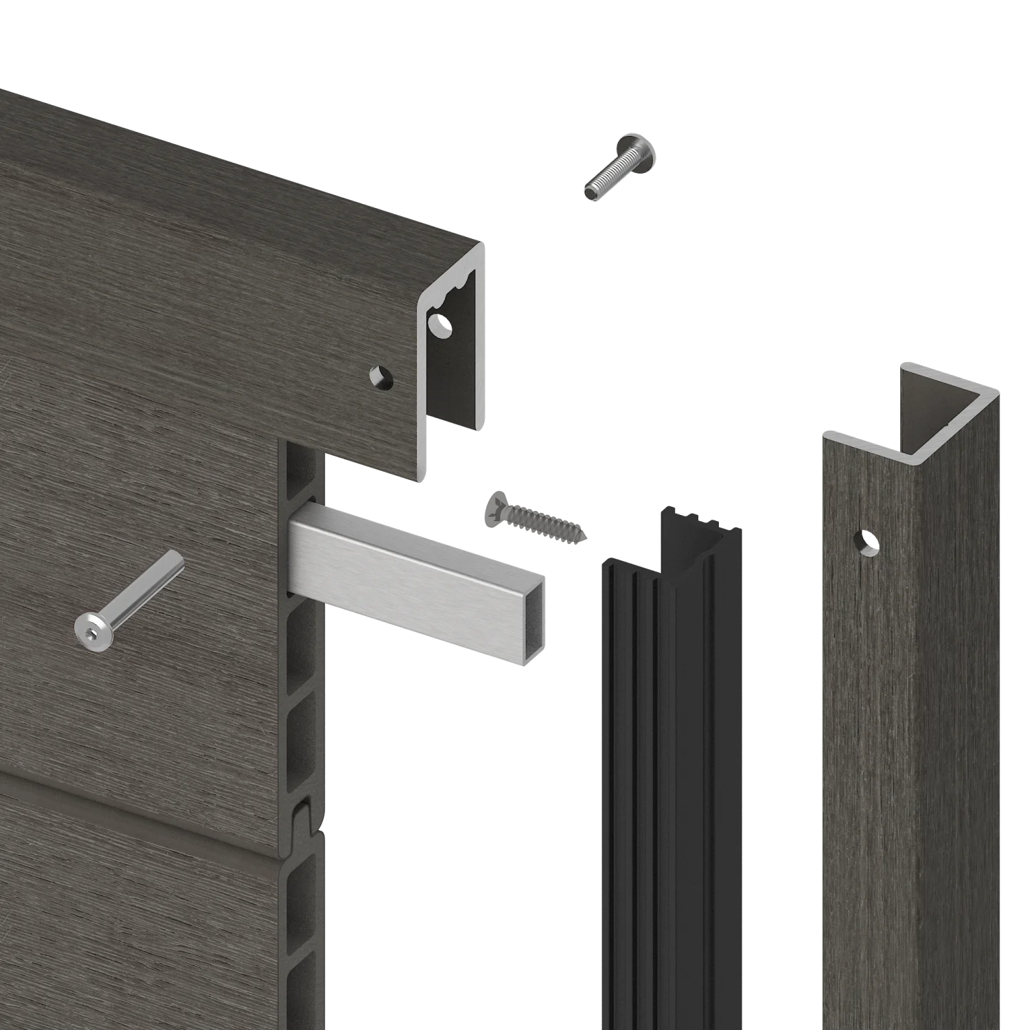 Frameset NewTechWood Aluminium t.b.v schutting i.c.m betonpalen | Silver Gray - Afbeelding 6