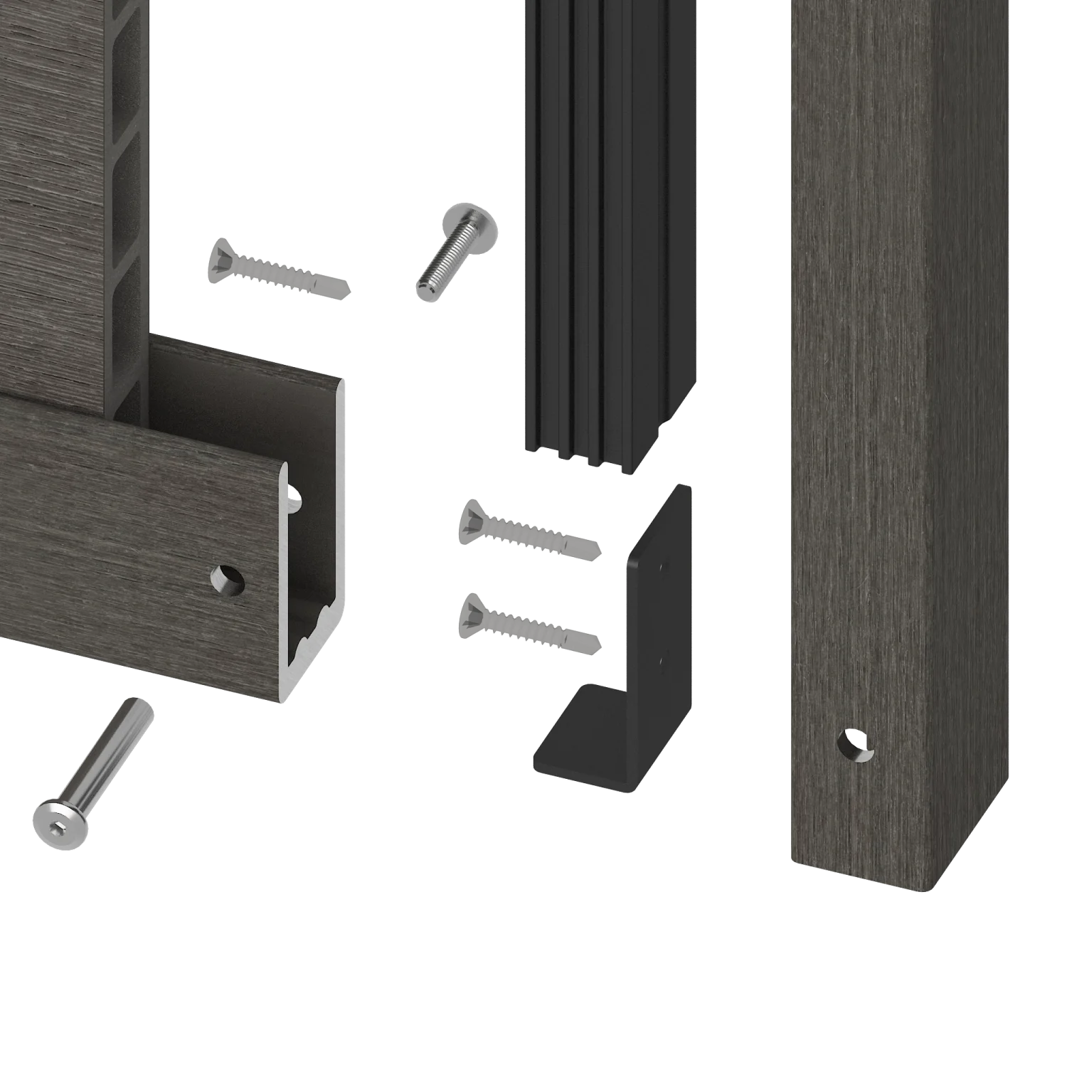 Frameset NewTechWood Aluminium t.b.v schutting i.c.m betonpalen | Silver Gray - Afbeelding 2