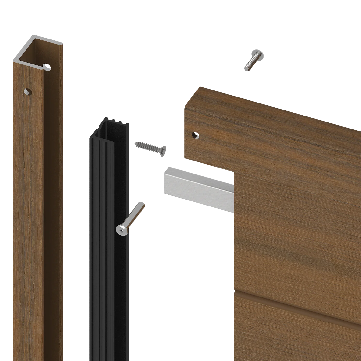 Frameset NewTechWood Aluminium t.b.v schutting i.c.m betonpalen | Teak - Afbeelding 5