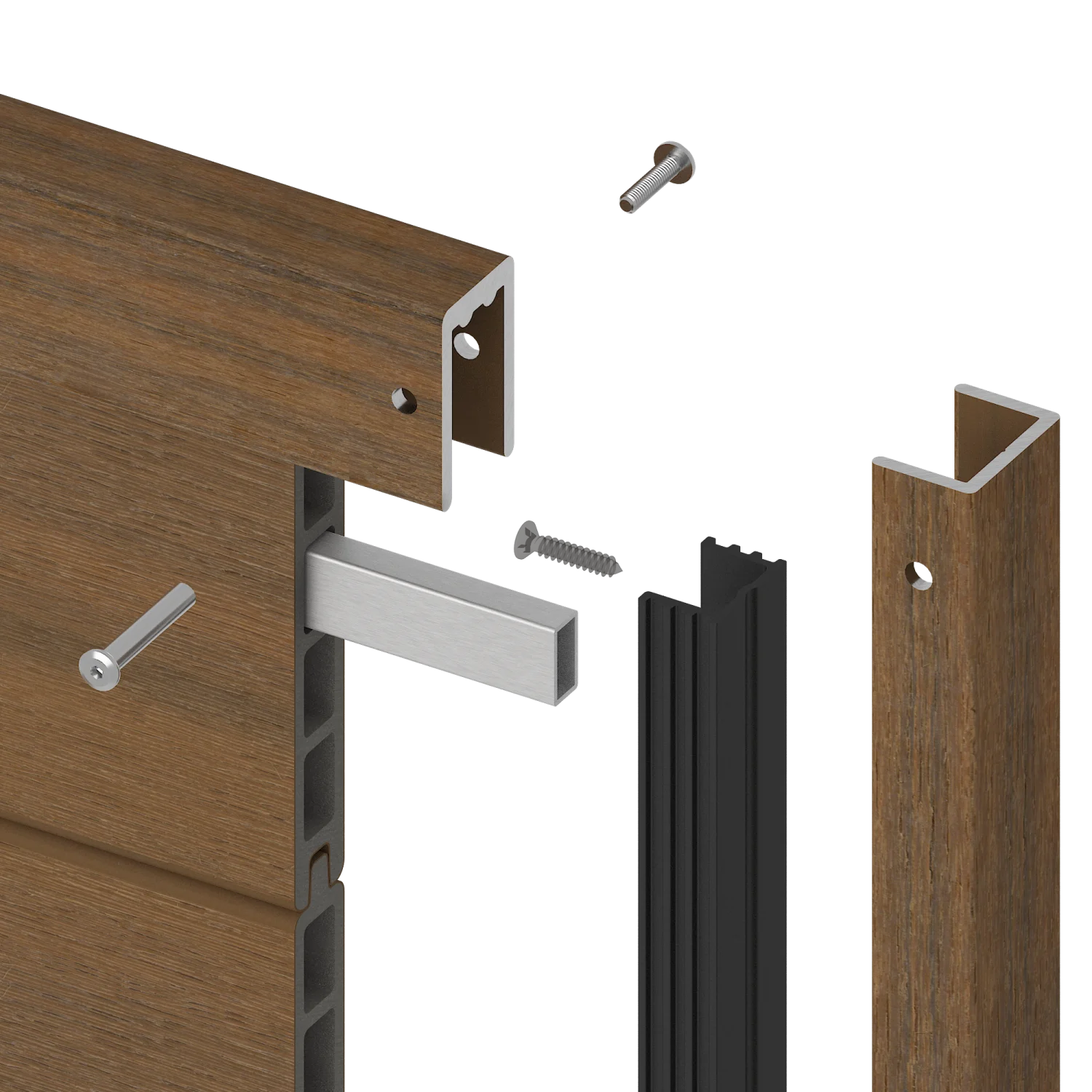 Frameset NewTechWood Aluminium t.b.v schutting i.c.m betonpalen | Teak - Afbeelding 6