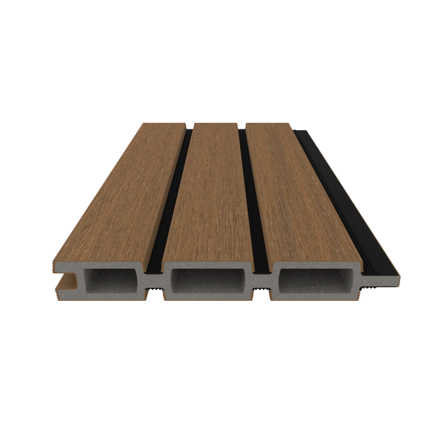 Schuttingplank NewTechWood Composiet Triple | Teak/Black | 2,1 x 16 x 180 cm - Afbeelding 2