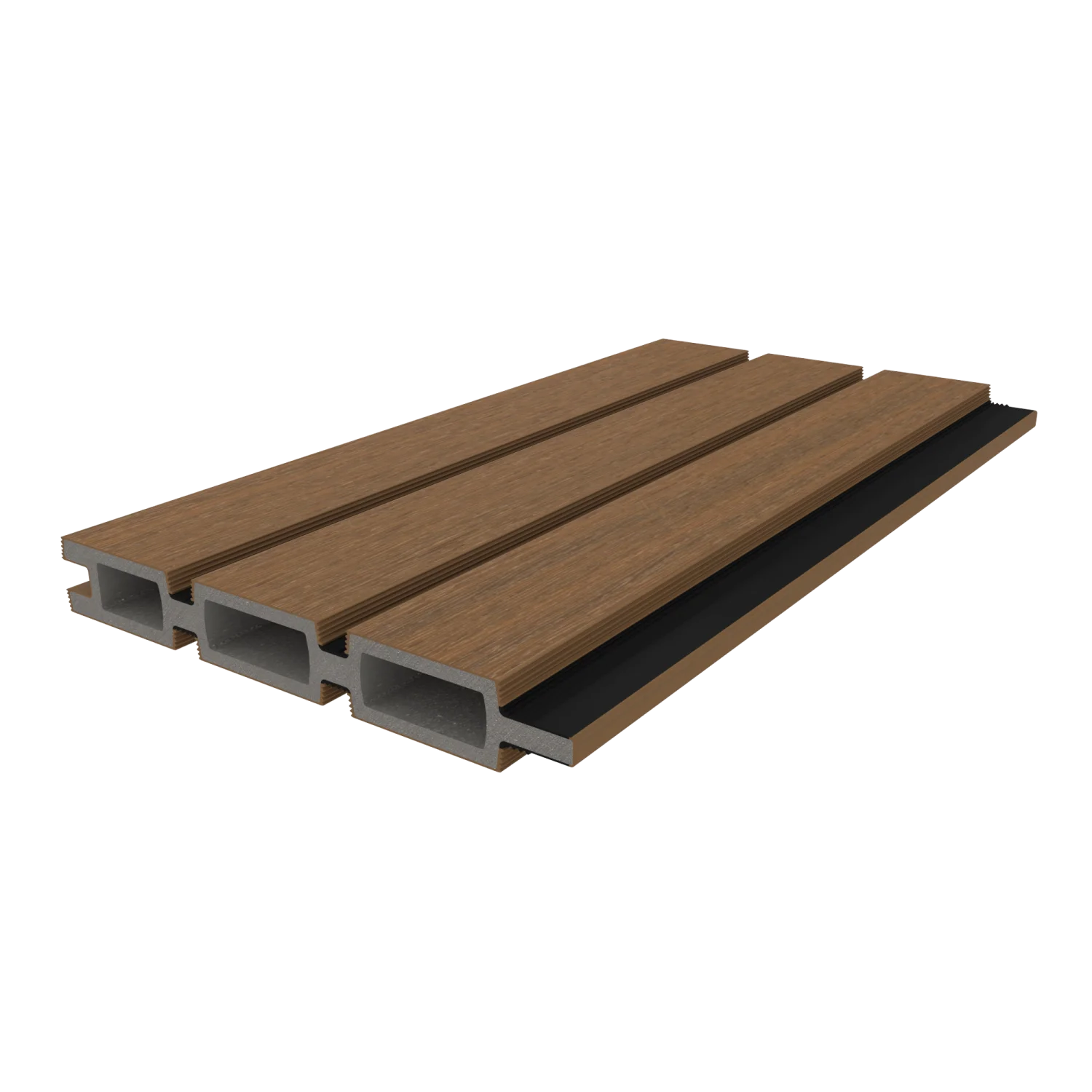 Schuttingplank NewTechWood Composiet Triple | Teak/Black | 2,1 x 16 x 180 cm