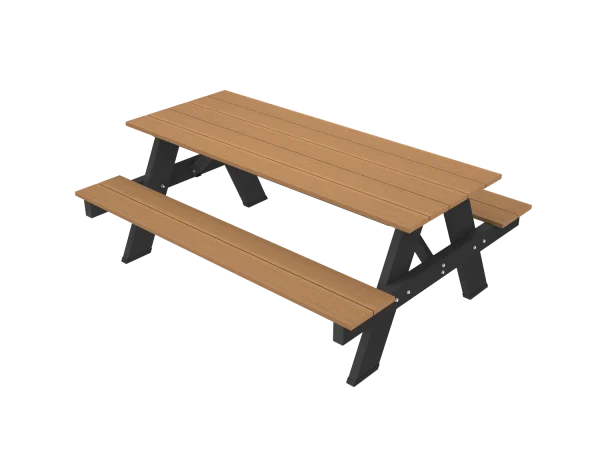 Picknicktafel NewTechWood met zwart onderstel | bladmaat 180 x 70 cm | Teak